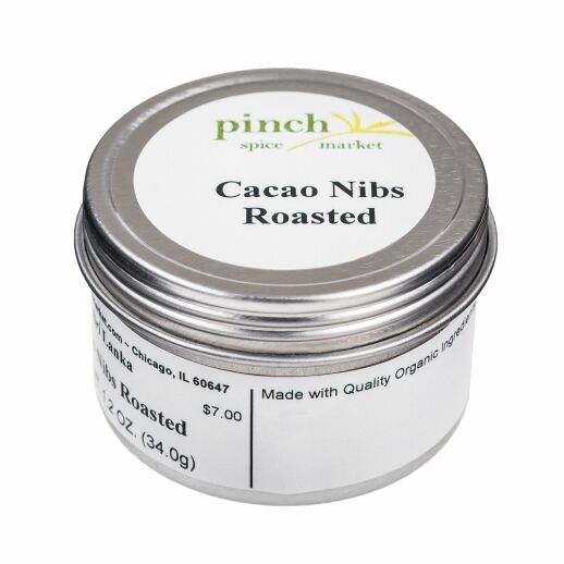 tin of cacao nibs