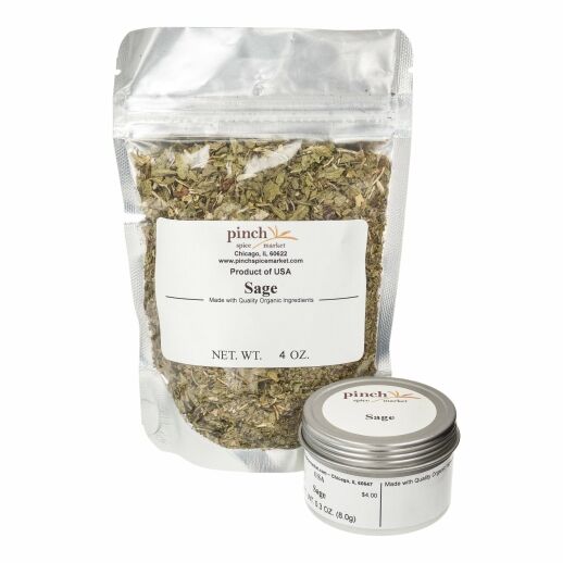 bag tin of organic cooking sage