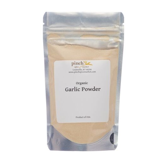 a bag of organic garlic powder