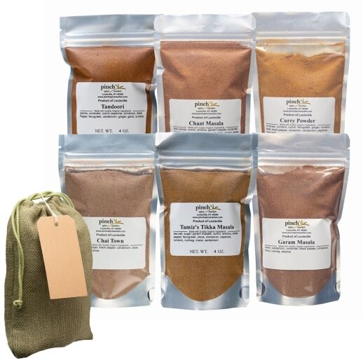 six real Indian spice blends gift bag