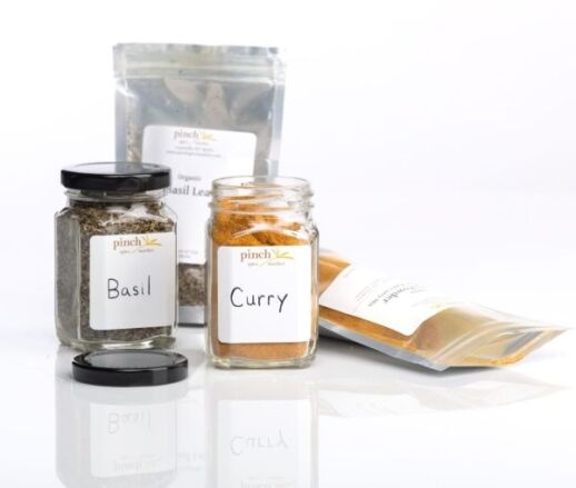 spice jars square tall metal lid reusable stickers